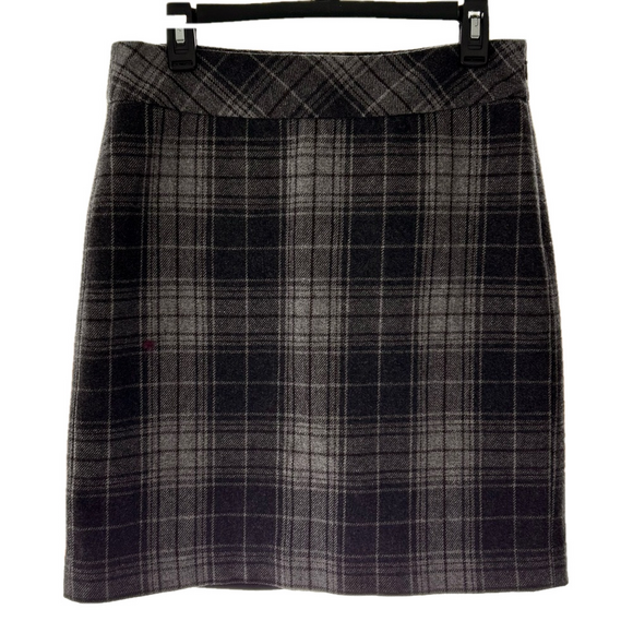 Eddie Bauer Women’s Skirt Grey Size 4 Plaid Tartan Wool Blend Lined EUC - Picture 1 of 6